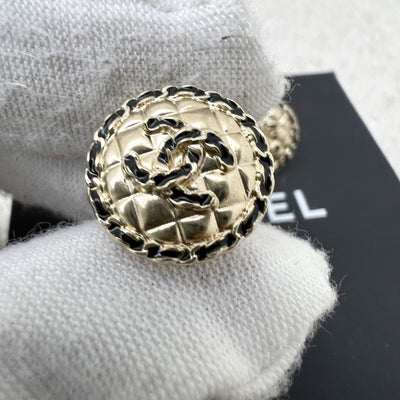 Chanel 20C CC Logo Button Earrings in GHW