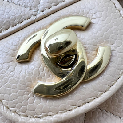 Chanel Small Classic Flap CF in Beige Caviar and LGHW