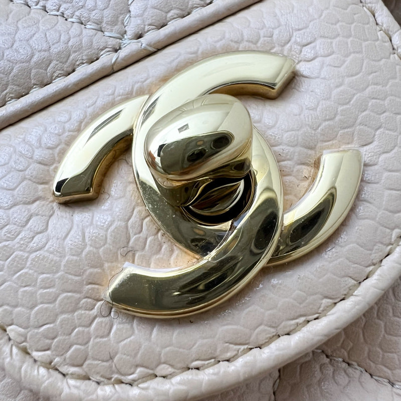 Chanel Small Classic Flap CF in Beige Caviar and LGHW
