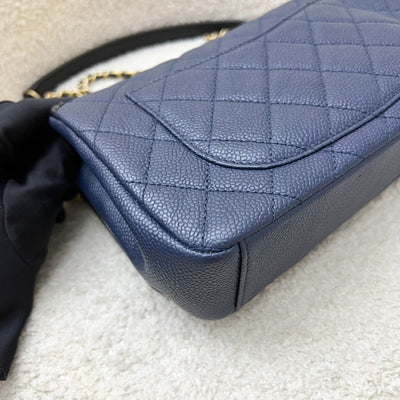 Chanel Filigree Small Flap in Navy Caviar with Black Trim and AGHW (Model: A93340)