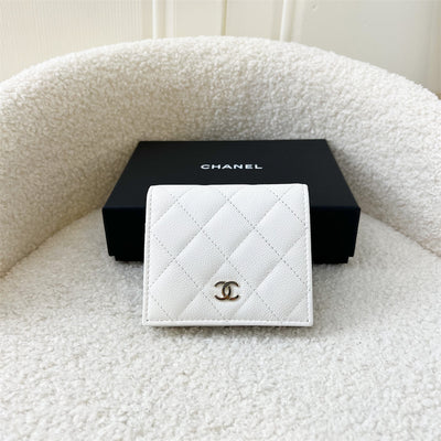 Chanel 23S Bifold Compact Wallet in White Caviar LGHW