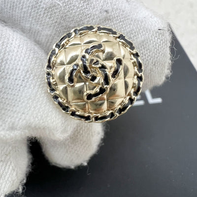 Chanel 20C CC Logo Button Earrings in GHW