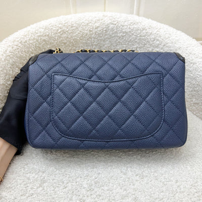 Chanel Filigree Small Flap in Navy Caviar with Black Trim and AGHW (Model: A93340)