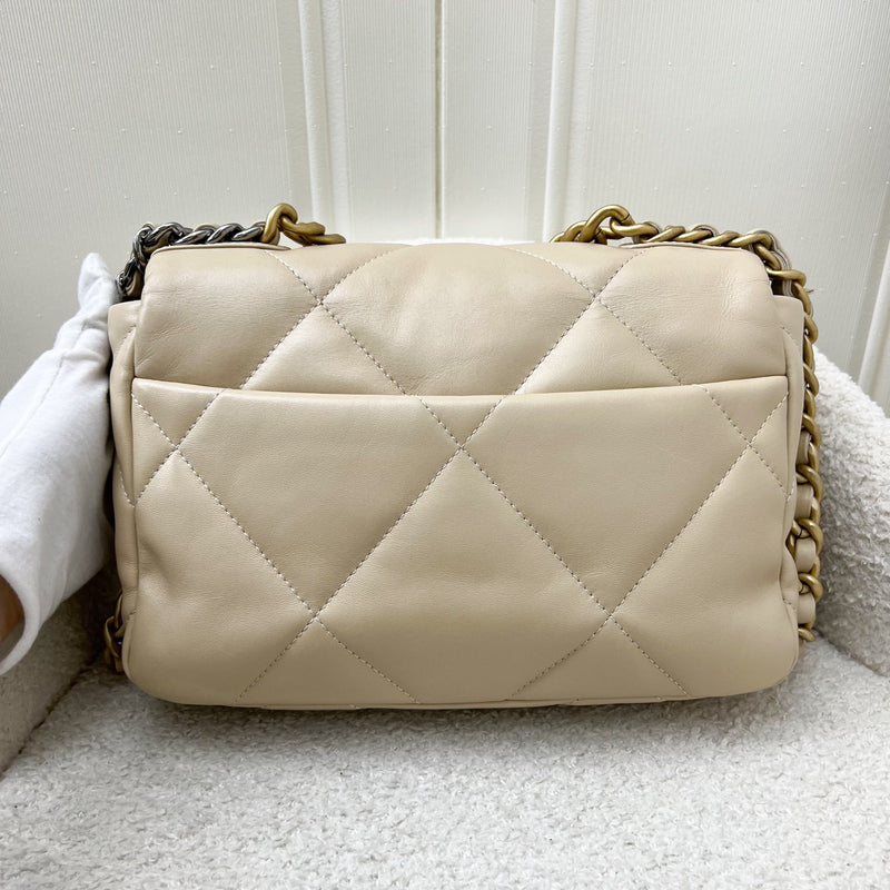 Chanel 19 Small Flap in Beige Lambskin and 3-Tone Hardware