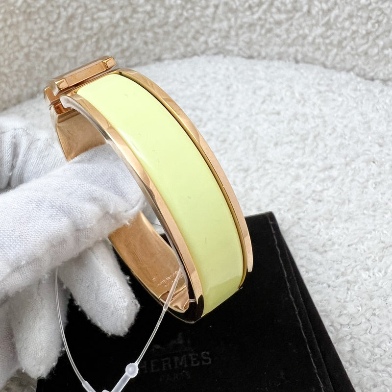 Hermes Clic H Bracelet in Jaune Poussin Enamel and RGHW