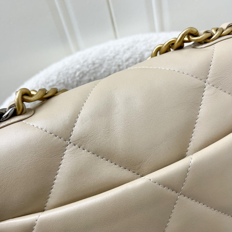 Chanel 19 Small Flap in Beige Lambskin and 3-Tone Hardware