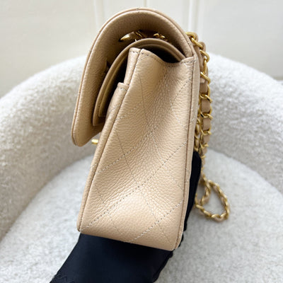 Chanel Small Classic Flap CF in Beige Caviar and LGHW