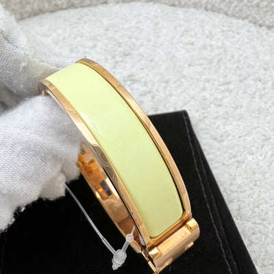 Hermes Clic H Bracelet in Jaune Poussin Enamel and RGHW