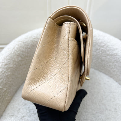 Chanel Small Classic Flap CF in Beige Caviar and LGHW