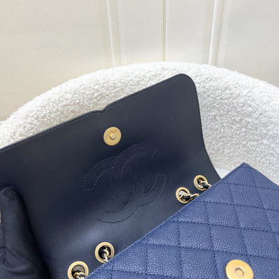 Chanel Filigree Small Flap in Navy Caviar with Black Trim and AGHW (Model: A93340)
