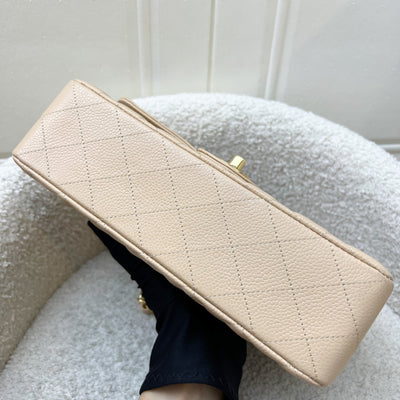 Chanel Small Classic Flap CF in Beige Caviar and LGHW