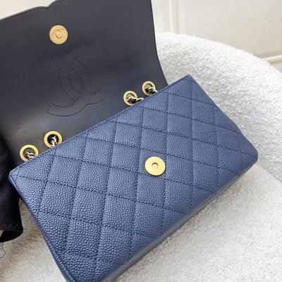 Chanel Filigree Small Flap in Navy Caviar with Black Trim and AGHW (Model: A93340)