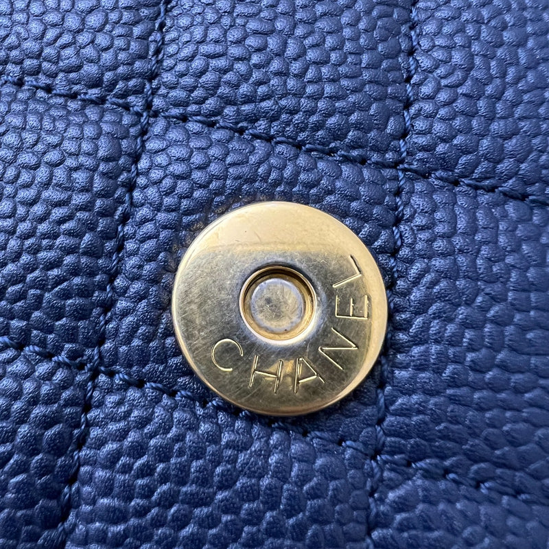 Chanel Filigree Small Flap in Navy Caviar with Black Trim and AGHW (Model: A93340)