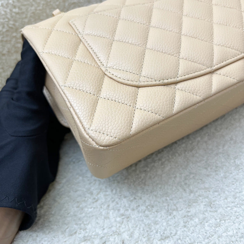 Chanel Small Classic Flap CF in Beige Caviar and LGHW