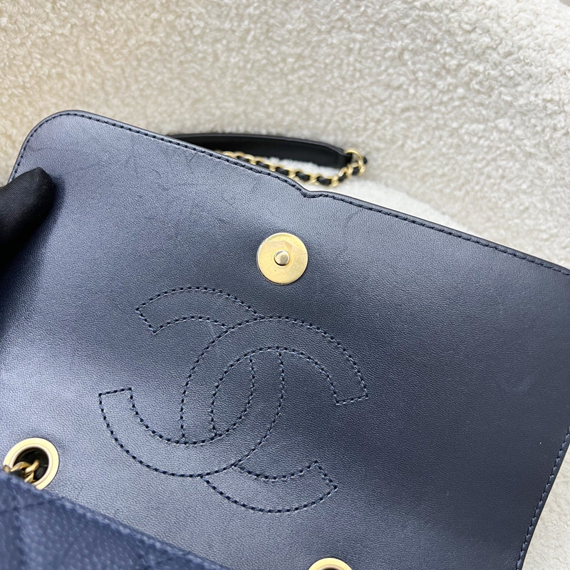 Chanel Filigree Small Flap in Navy Caviar with Black Trim and AGHW (Model: A93340)