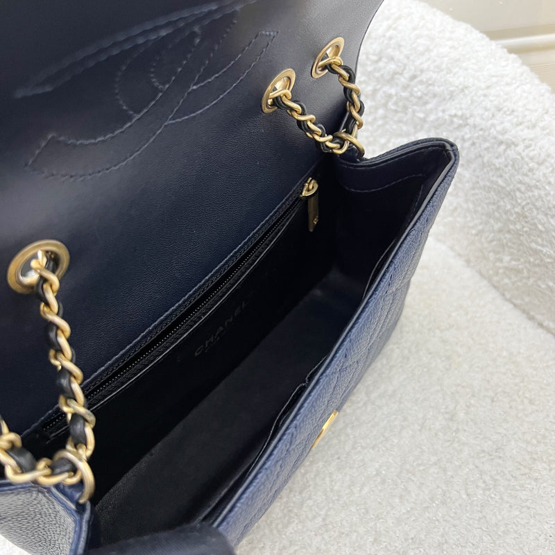 Chanel Filigree Small Flap in Navy Caviar with Black Trim and AGHW (Model: A93340)