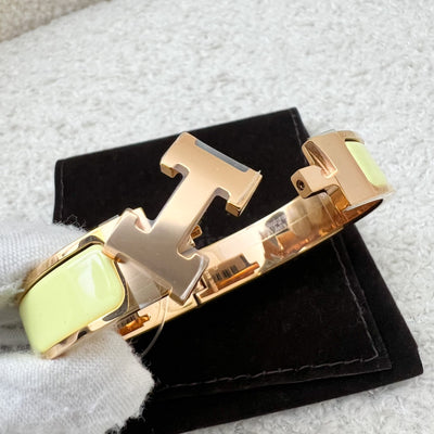 Hermes Clic H Bracelet in Jaune Poussin Enamel and RGHW