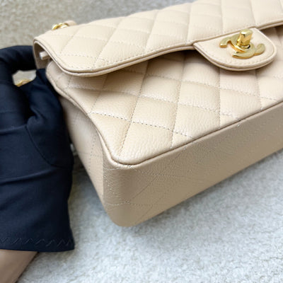 Chanel Small Classic Flap CF in Beige Caviar and LGHW