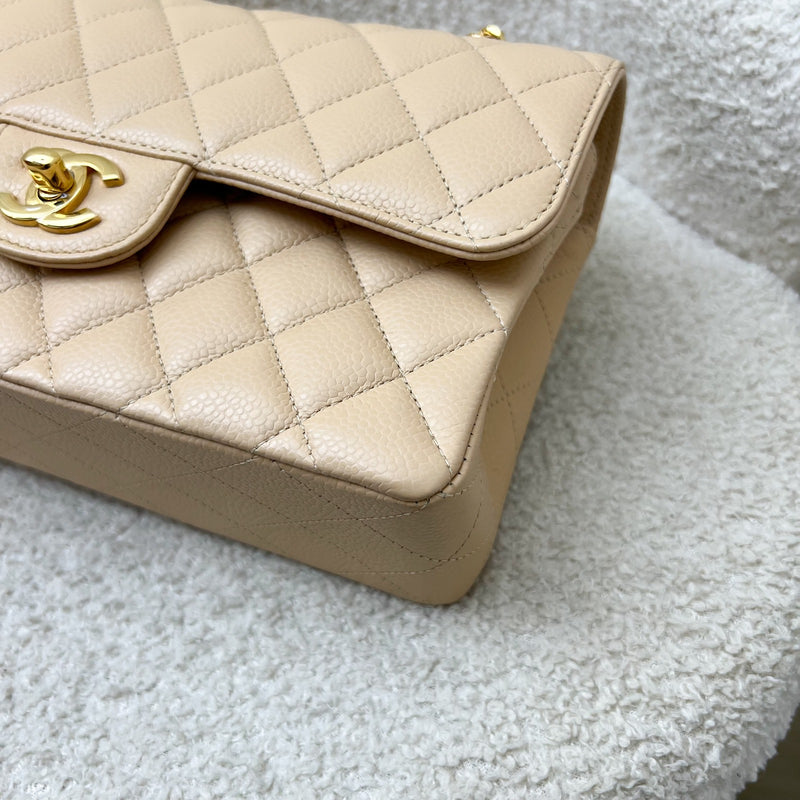 Chanel Small Classic Flap CF in Beige Caviar and LGHW
