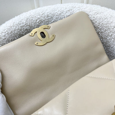 Chanel 19 Small Flap in Beige Lambskin and 3-Tone Hardware