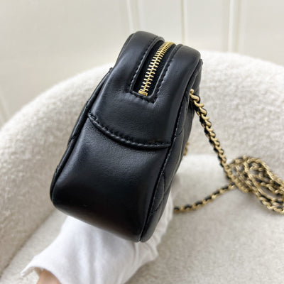 Chanel 24K Gold Medallion Mini Camera Bag in Black Lambskin and GHW