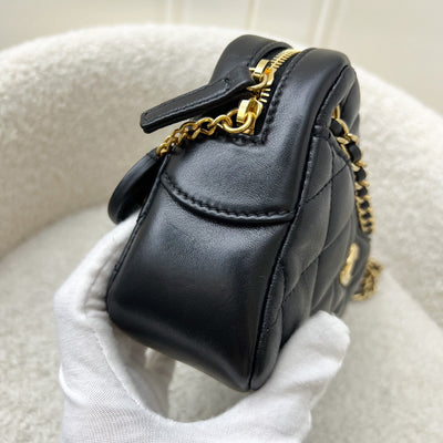 Chanel 24K Gold Medallion Mini Camera Bag in Black Lambskin and GHW