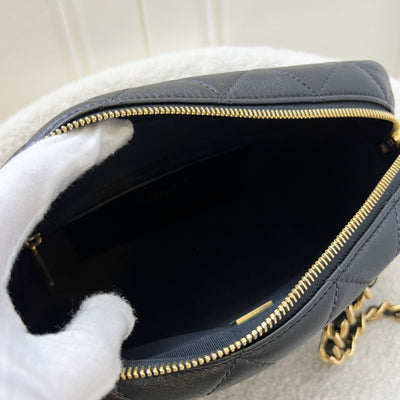 Chanel 24P Camera Shoulder Bag in Black Calfskin and AGHW