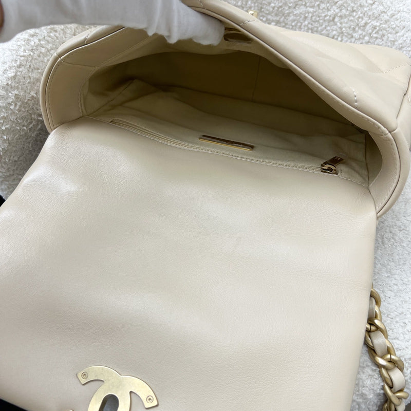 Chanel 19 Small Flap in Beige Lambskin and 3-Tone Hardware