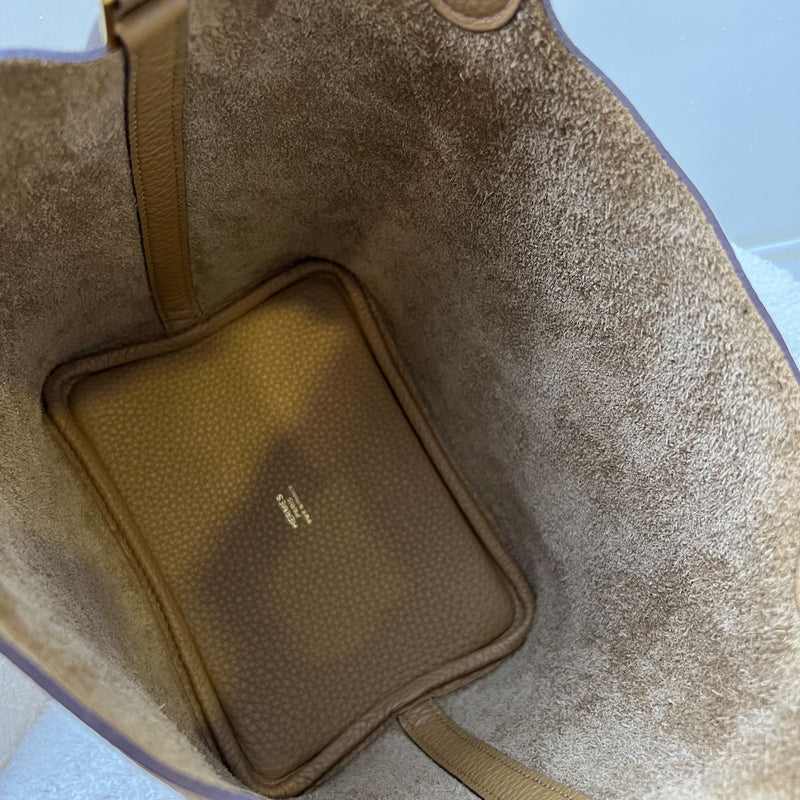 Hermes Picotin 18 in Biscuit Clemence Leather and GHW