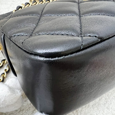 Chanel 24K Gold Medallion Mini Camera Bag in Black Lambskin and GHW