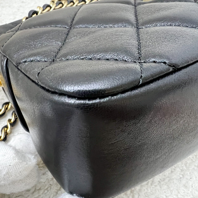 Chanel 24K Gold Medallion Mini Camera Bag in Black Lambskin and GHW