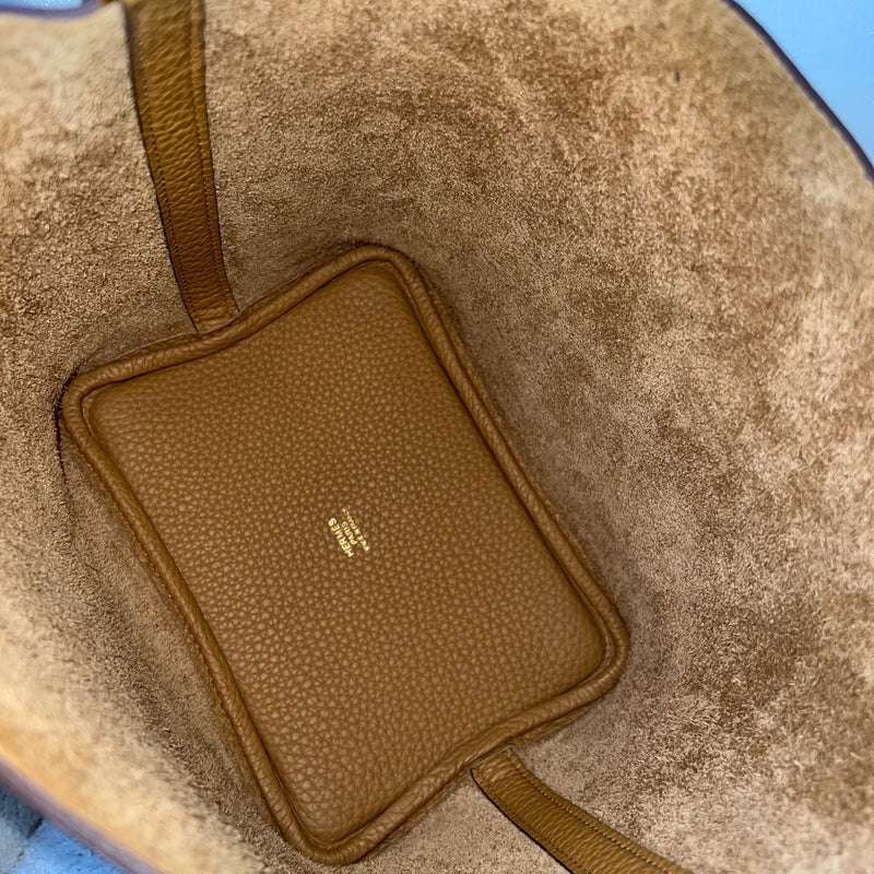 Hermes Picotin 18 in Biscuit Clemence Leather and GHW