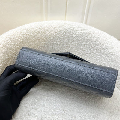 Saint Laurent YSL Small Envelope Flap in Quilted Grain De Poudre Embossed Dark Grey Leather and GHW