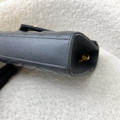 Saint Laurent YSL Small Envelope Flap in Quilted Grain De Poudre Embossed Dark Grey Leather and GHW