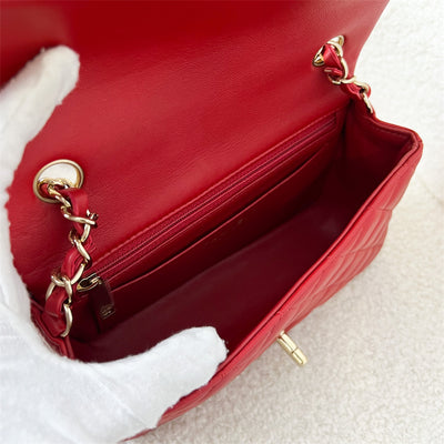 Chanel Classic Mini Rectangle Flap in 20S Red Lambskin LGHW