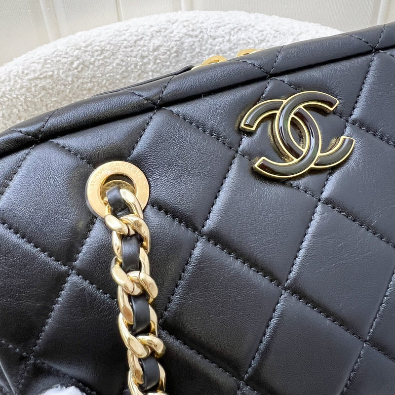 Chanel 24P Camera Shoulder Bag in Black Calfskin and AGHW