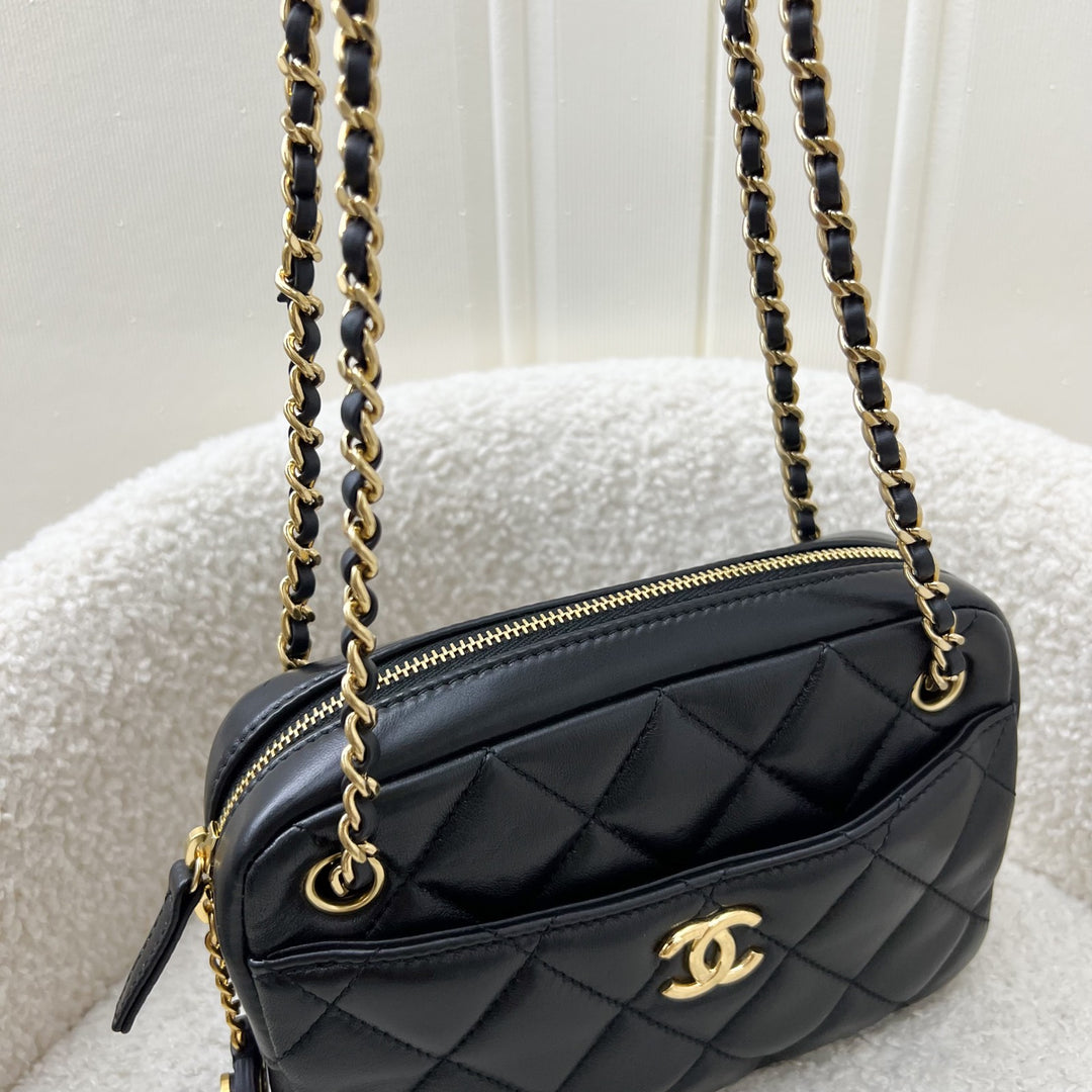 Chanel 24K Gold Medallion Mini Camera Bag in Black Lambskin and GHW Brands Lover