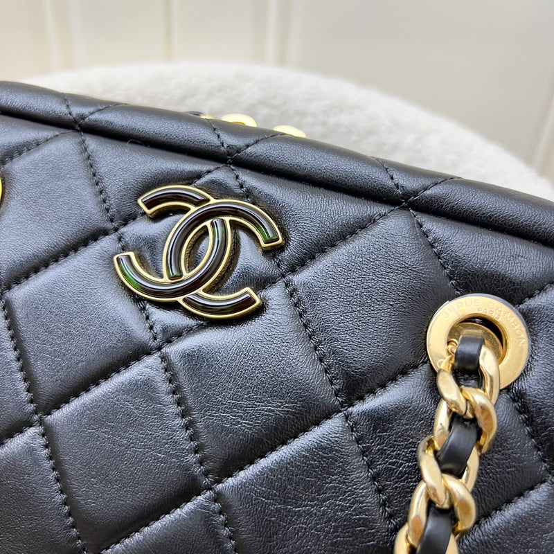 Chanel 24P Camera Shoulder Bag in Black Calfskin and AGHW