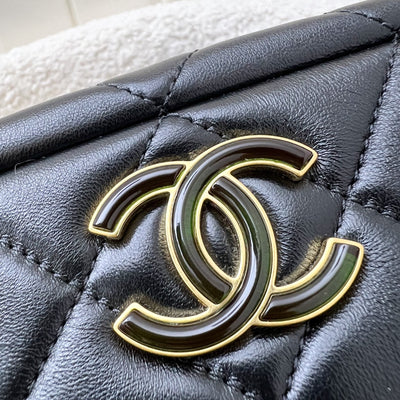 Chanel 24P Camera Shoulder Bag in Black Calfskin and AGHW