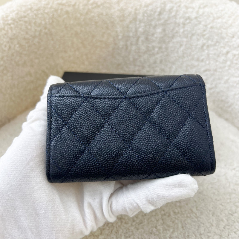 Chanel Classic Key / Card Holder in Navy Caviar and SHW