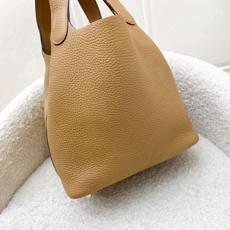 Hermes Picotin 18 in Biscuit Clemence Leather and GHW