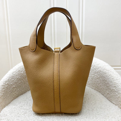 Hermes Picotin 18 in Biscuit Clemence Leather and GHW