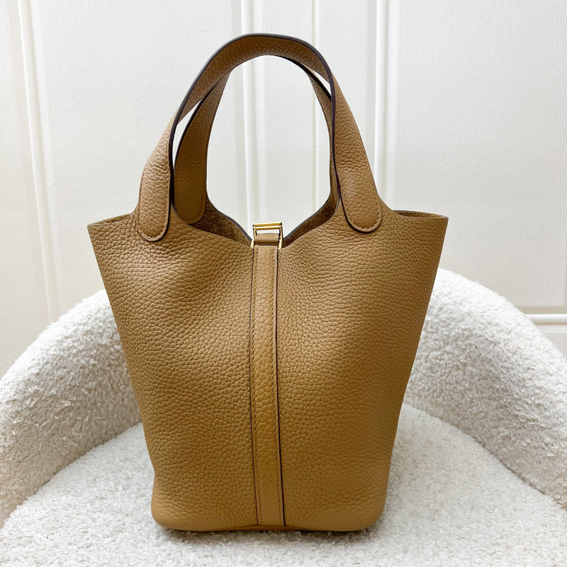 Hermes Picotin 18 in Biscuit Clemence Leather and GHW