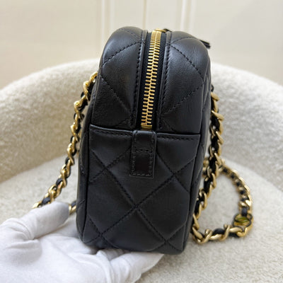 Chanel 24P Camera Shoulder Bag in Black Calfskin and AGHW