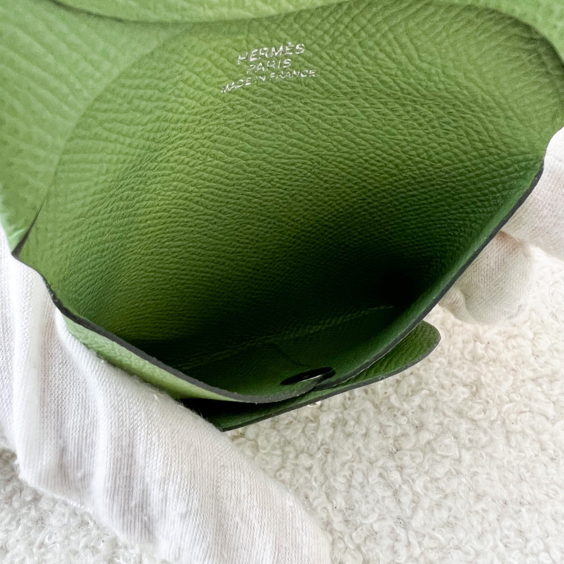 Hermes Bastia Change Purse Vert Criquet Epsom Leather new