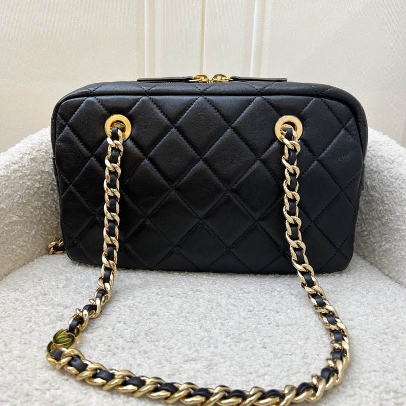 Chanel 24P Camera Shoulder Bag in Black Calfskin and AGHW