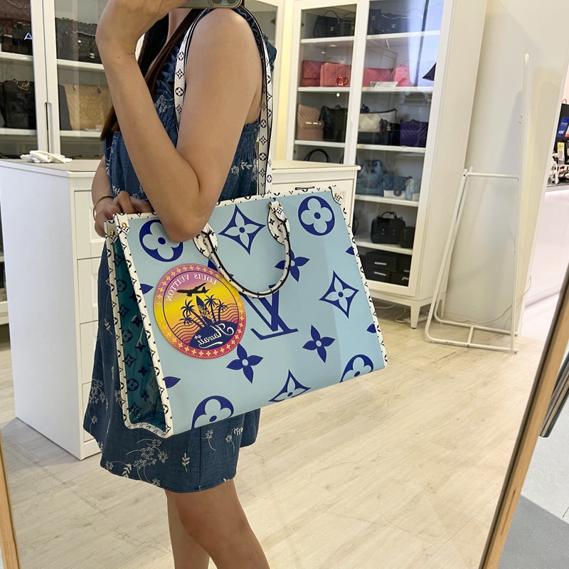 LV Onthego GM in Giant Hawaii Blue Monogram Canvas GHW