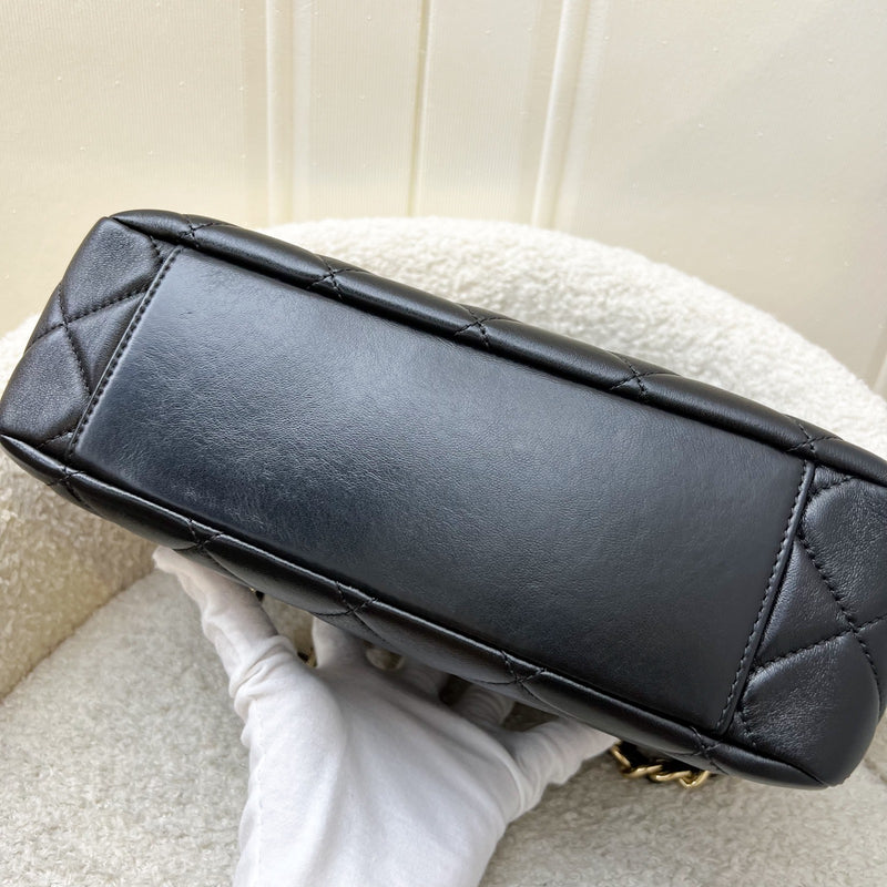 Chanel 24P Camera Shoulder Bag in Black Calfskin and AGHW