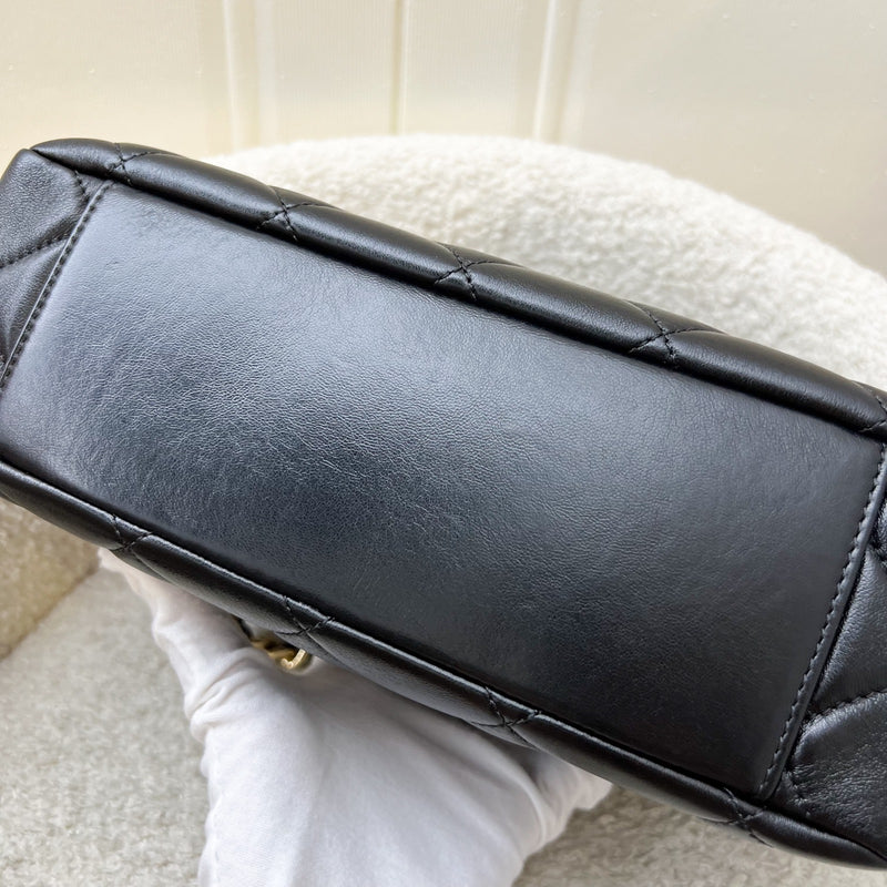 Chanel 24P Camera Shoulder Bag in Black Calfskin and AGHW