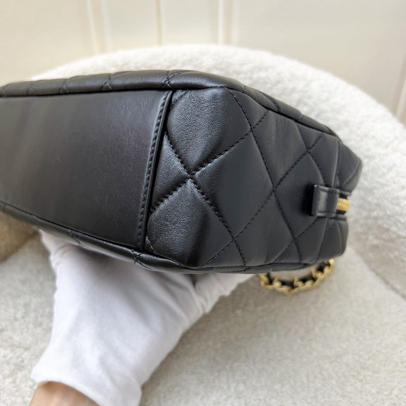 Chanel 24P Camera Shoulder Bag in Black Calfskin and AGHW